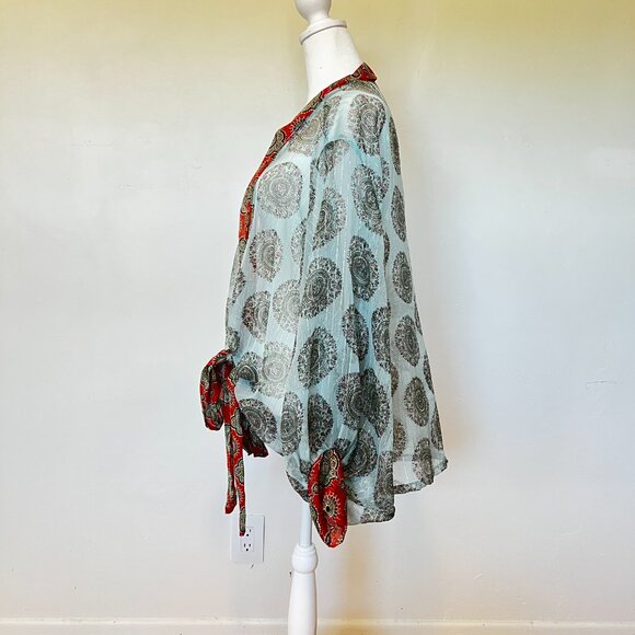 FREE PEOPLE Kantha Shimmer Tie Front Kimono, Size OS - Picture 5 of 10